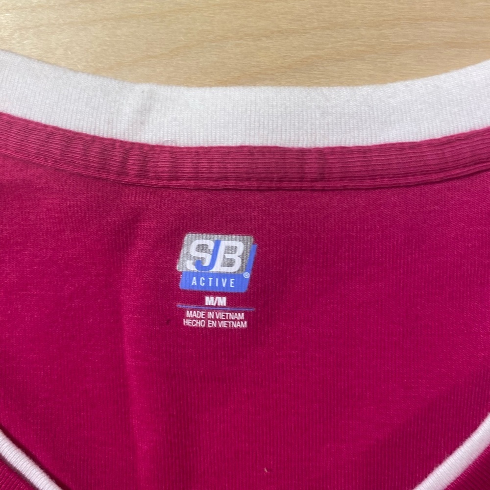 SB Active Fuchsia V-Neck Tee with White Trim Medium (QM) - Picture 4 of 6